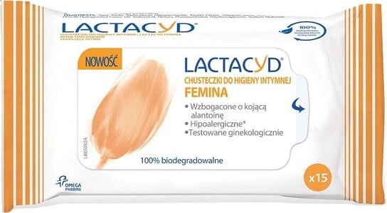 

Лактацид, Фемина, салфетки для интимной гигиены, 15 шт., Lactacyd
