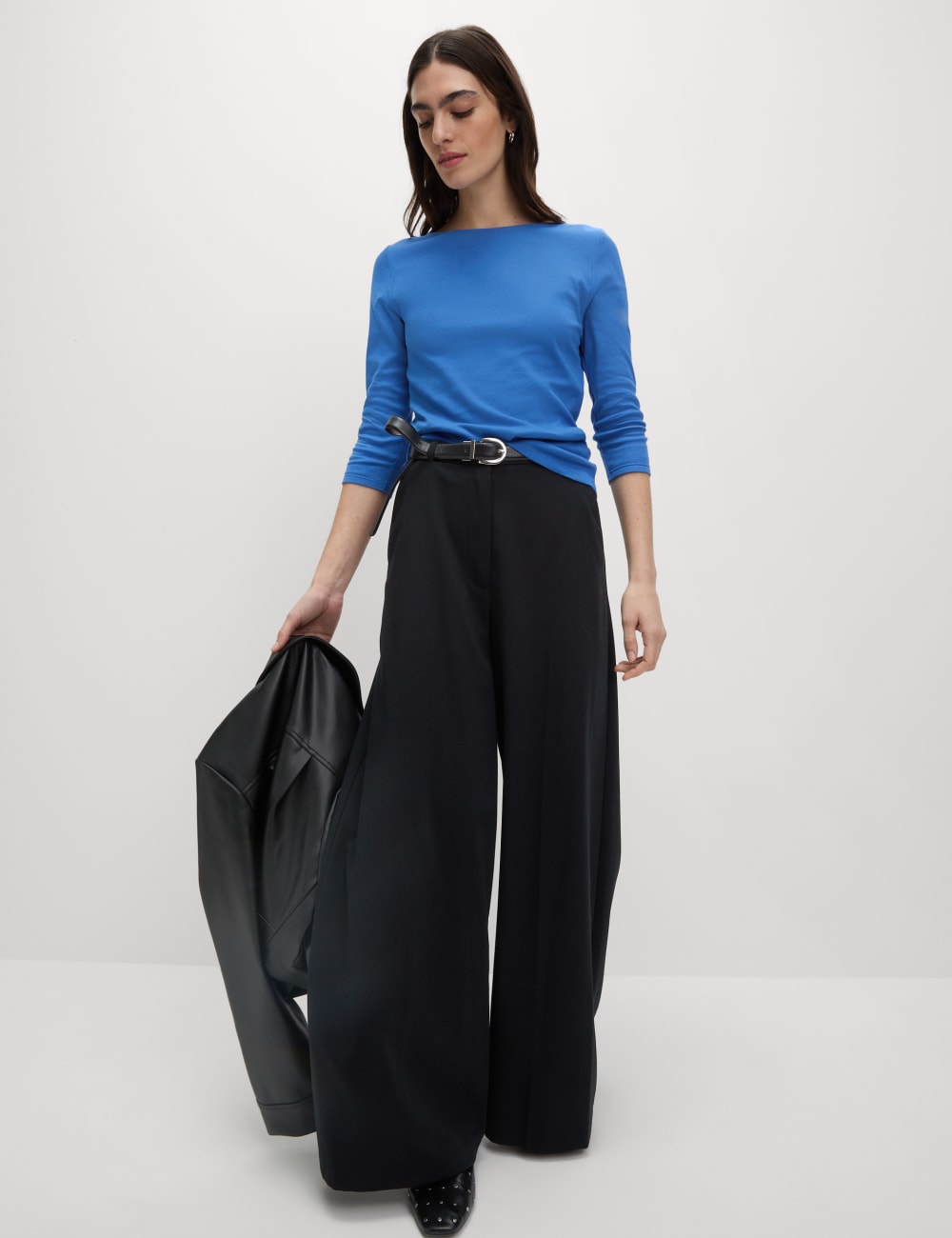 

Топ Slim Fit из чистого хлопка Marks & Spencer, цвет Cornflower