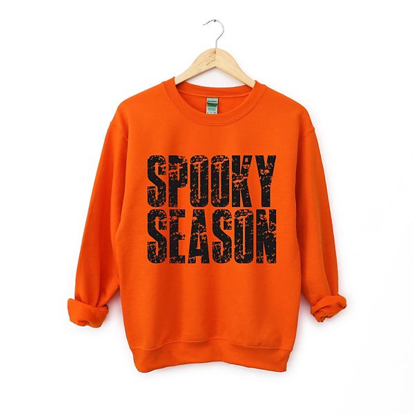 

Свитшот женский с принтом Spooky season block distressed Simply Sage Market, Orange