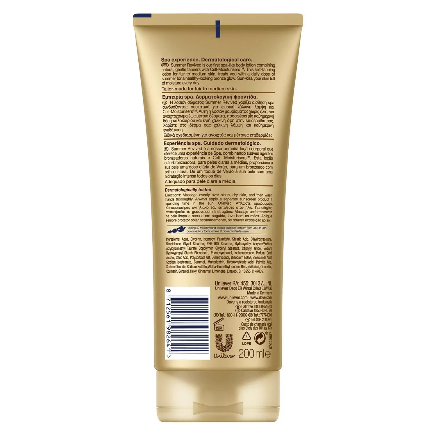 Лосьон для тела «DermaSpa Summer Revived» от Dove, для светлой и средней кожи, 200 мл (2 шт.) Dove — фото 3