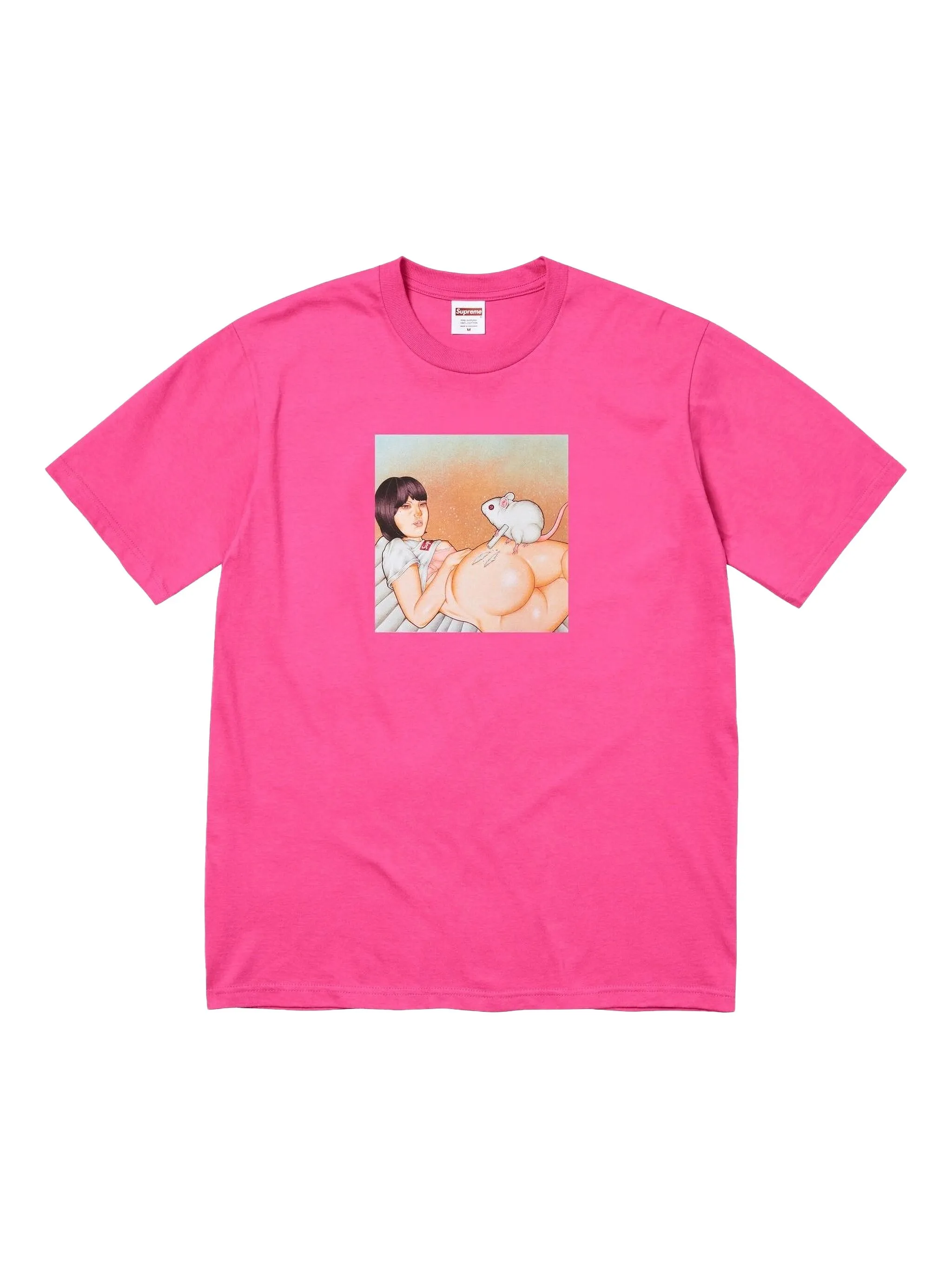 

Футболка с изображением мыши Supreme, розовый