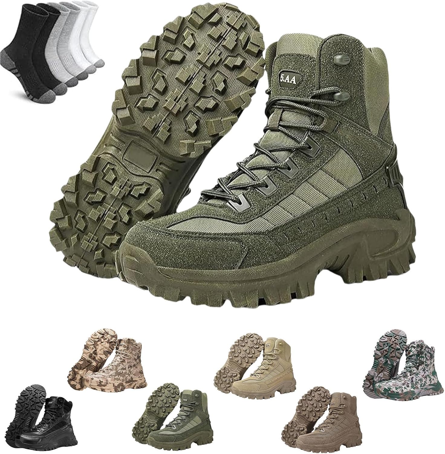 

Мужские ортопедические ботинки с защитой от проколов, водонепроницаемые, противоушибочные, походные, износостойкие и долговечные Generic, зеленый