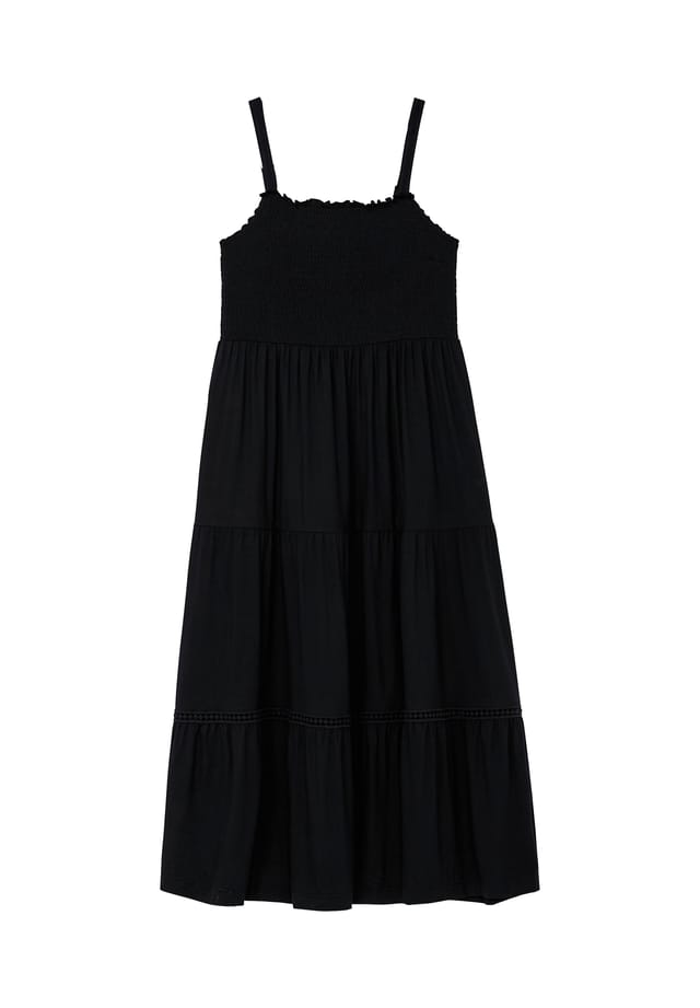 

Платье макси с присборенным верхом и юбкой-воланой Sheego, черный