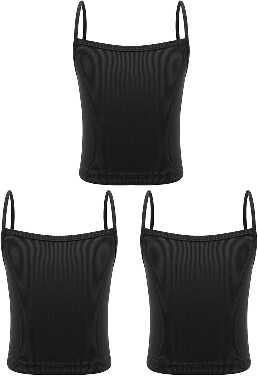Детский топ на бретелях, ribbed, Jugaoge, 3 шт, Black