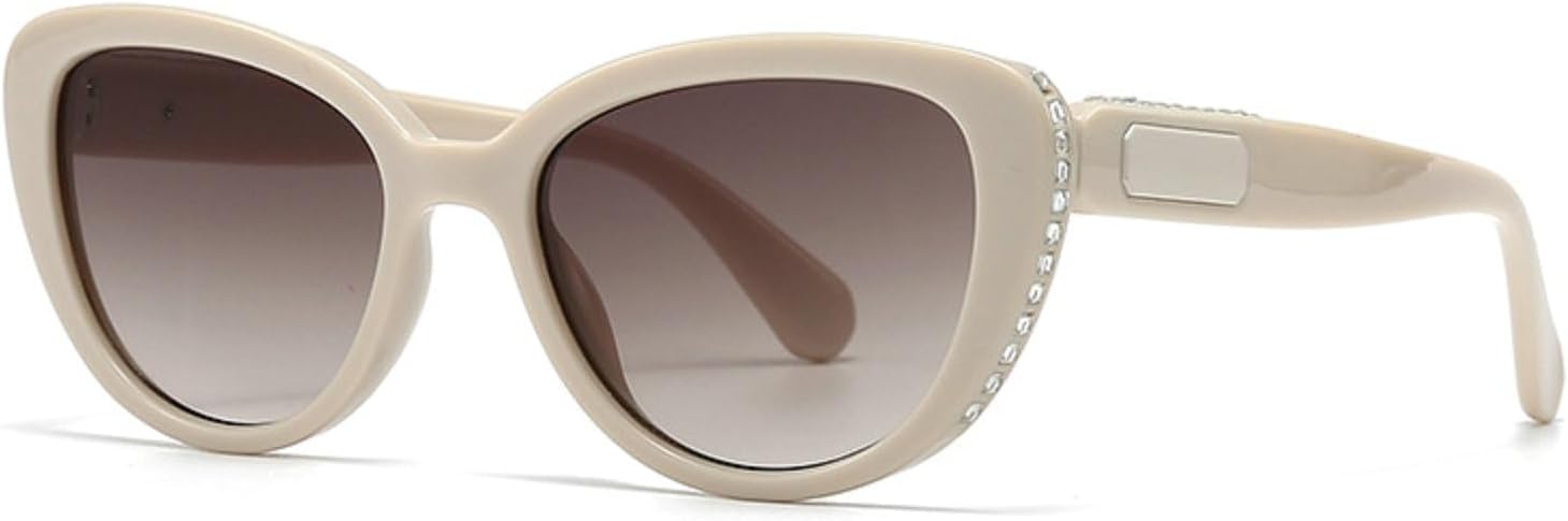 

Модные солнцезащитные очки «кошачий глаз» 2024 года для женщин, роскошные солнцезащитные очки со стразами, женские очки для вечеринок, защита от ультрафиолета UV400 mincl, Whie Brown