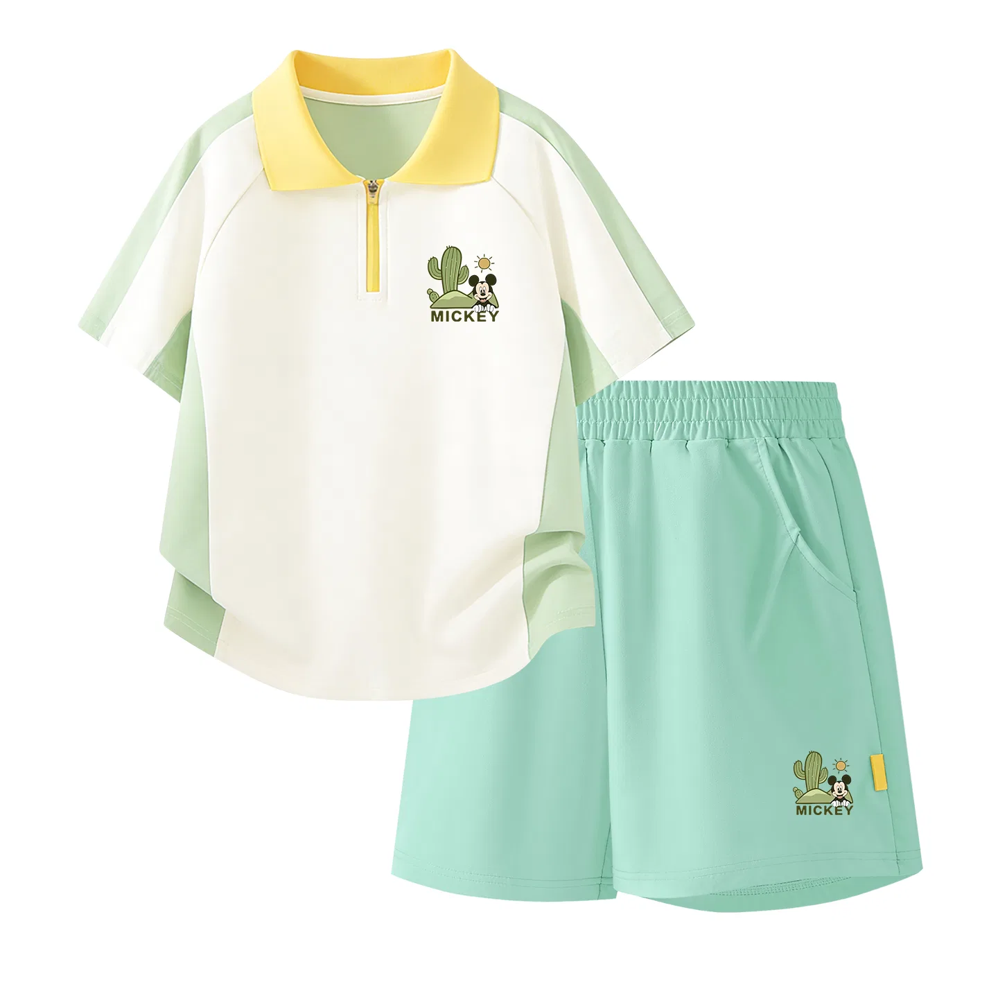 Детское спортивное поло с воротником Disney, Diziqi K Vanilla Green+Diziqui K_Bottom Sweet Pear Green