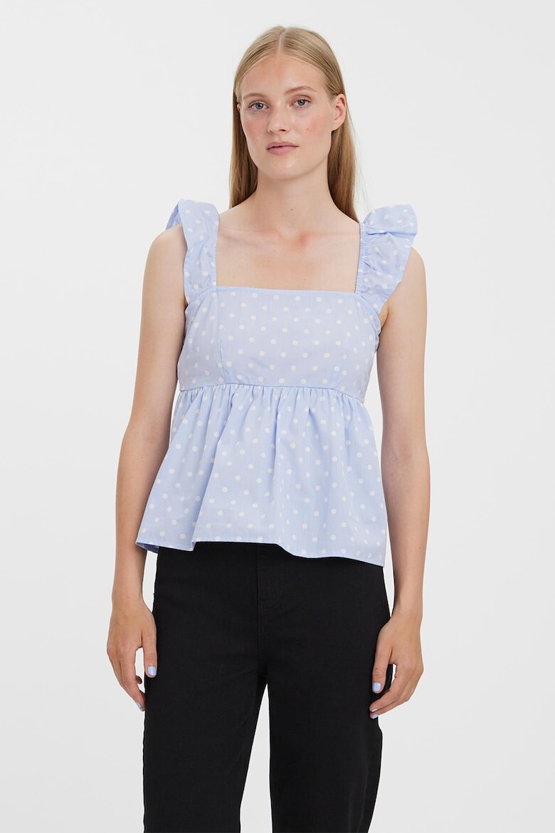 

Топ в горошек с баской Vero Moda, белый
