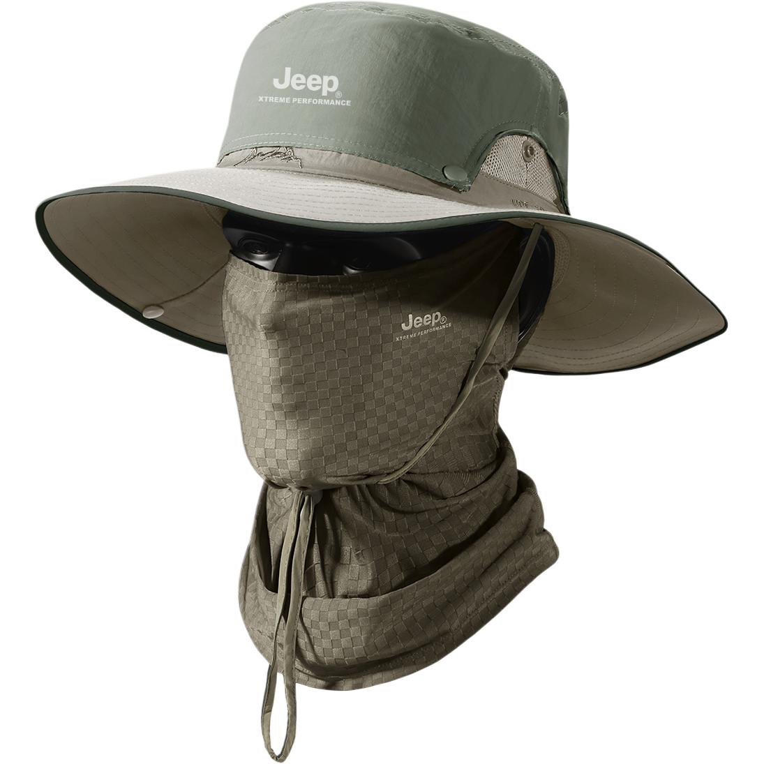 

Нейлоновая шляпа от солнца унисекс Jeep, b two-piece set (color block хаки hat+хаки face masks)