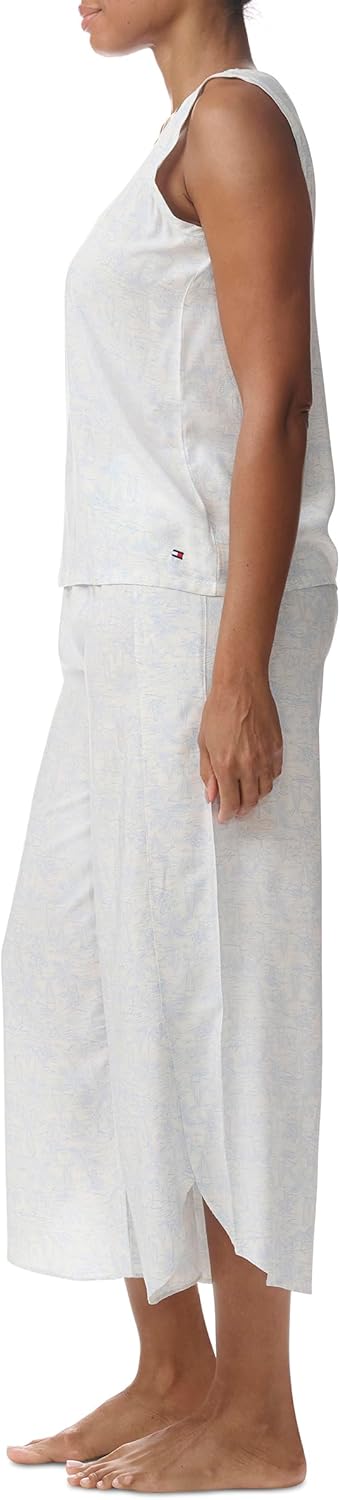 Женский пижамный комплект Tommy Hilfiger из майки и укороченных брюк, Beach Toile/Cloud Dancer — фото 3