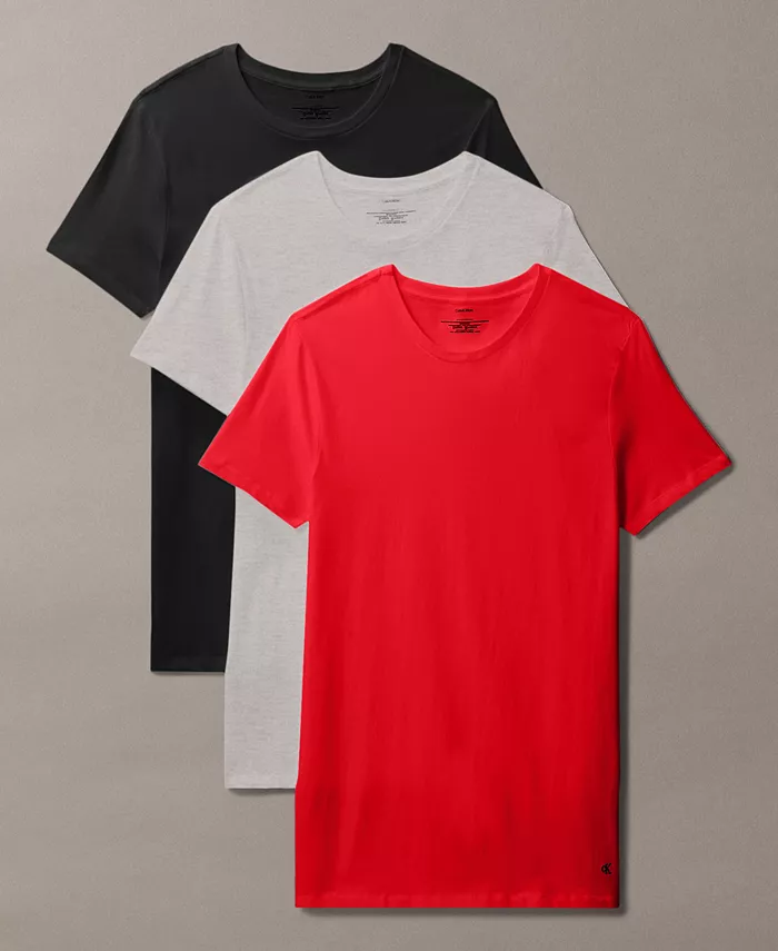 

Мужские классические футболки с круглым вырезом, 3 штуки, хлопок Calvin Klein, коричневый
