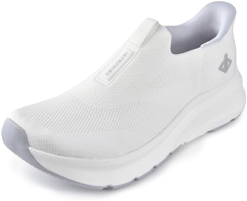 

Мужские слипы JACKSHIBO с открытыми руками, обувь с широкой носочной частью, поддержкой свода стопы, ортопедические кроссовки для ходьбы с амортизированной толстой подошвой без перепада, подушки для плюсневых костей, белый