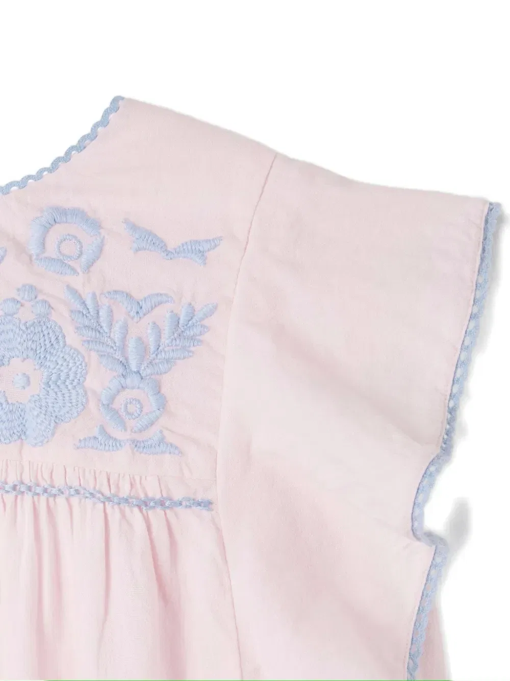Платье с вышивкой и оборками Louise Misha Kids, розовый — фото 3