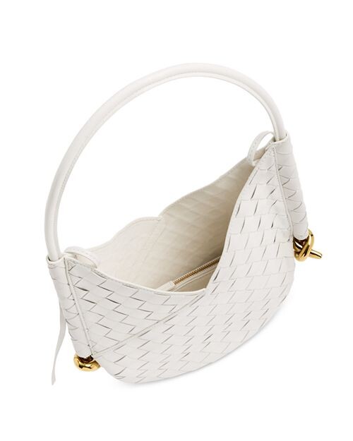 Кожаная сумка через плечо Borsa Solstice Bottega Veneta, цвет White — фото 3