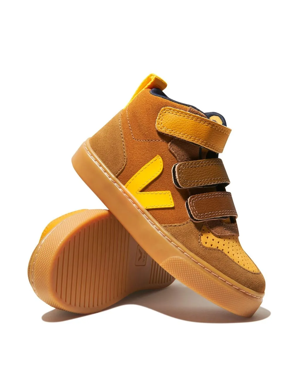 Кроссовки на липучках с нашивкой-логотипом VEJA Kids, желтый — фото 2
