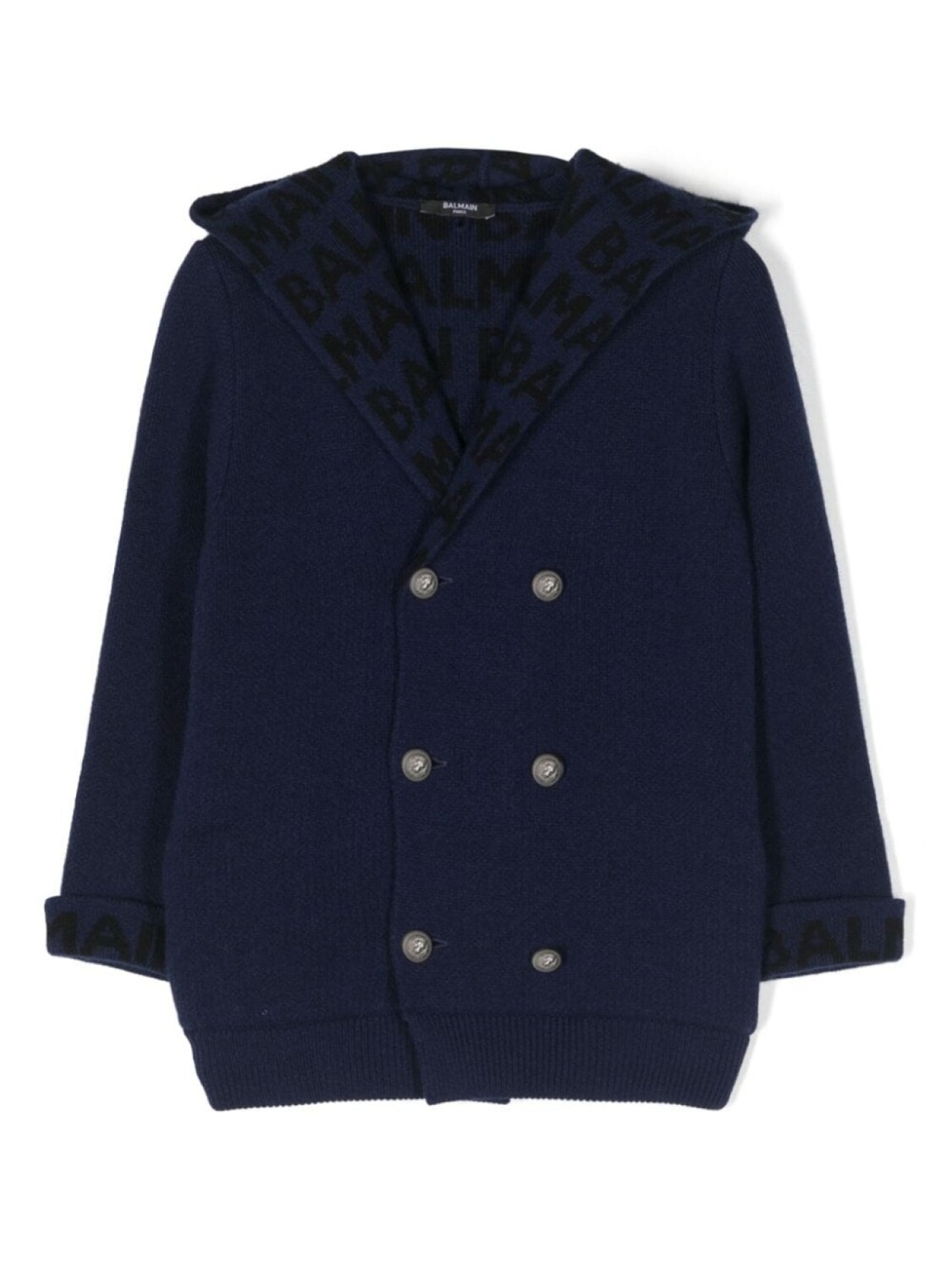 

Двубортный кардиган с логотипом Balmain Kids, синий