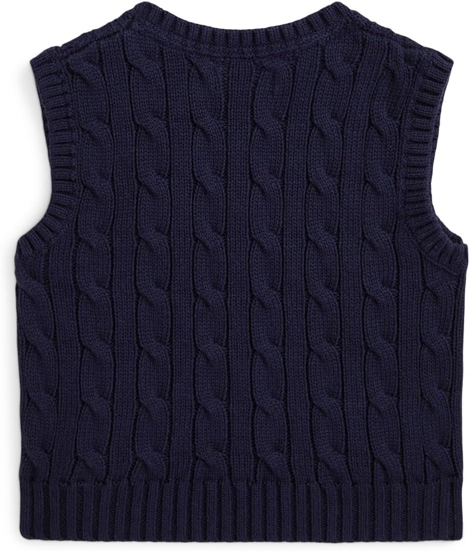 Свитер Polo Ralph Lauren Kids Cable-Knit Cotton Sweater Vest, темно-синий — фото 2