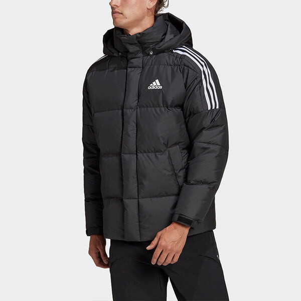 Пуховик adidas 3st Puff Down J Stay Warm Sports hooded down Jacket Black, черный — фото 3