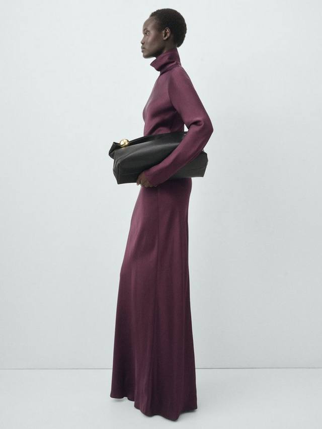 

Платье макси Aeneas из сатина Mango, Dark Red