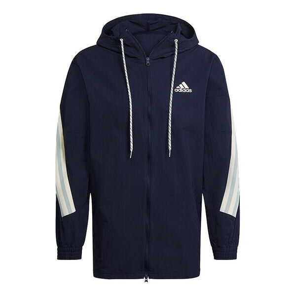 

Куртка adidas M 3s Tape Jkt Colorblock Casual Sports Hooded Jacket Navy Blue, синий