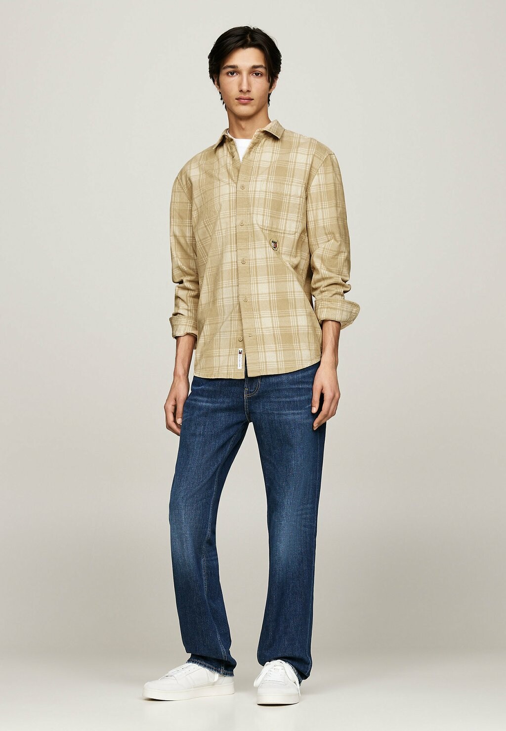 

Рубашка EMBROIDERY CHECK RELAXED Tommy Jeans, бежевый