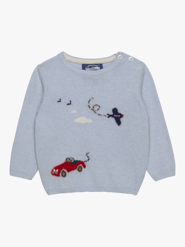 

Детский джемпер Herbie and Wilbur из кашемировой смеси Trotters, Icy Blue