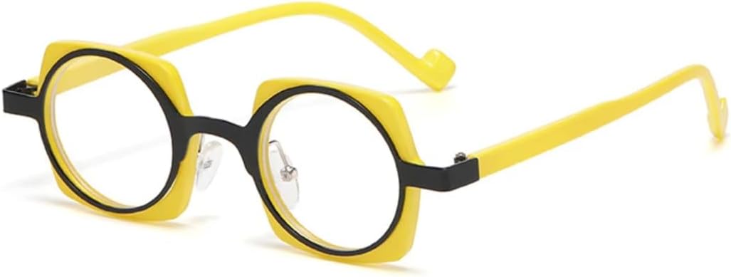 

Популярные модные солнцезащитные очки для женщин в стиле ретро, ​​конфетные цвета, прозрачные линзы с защитой от синего света, мужская оправа HHZZYVY, Black Yellow Clear