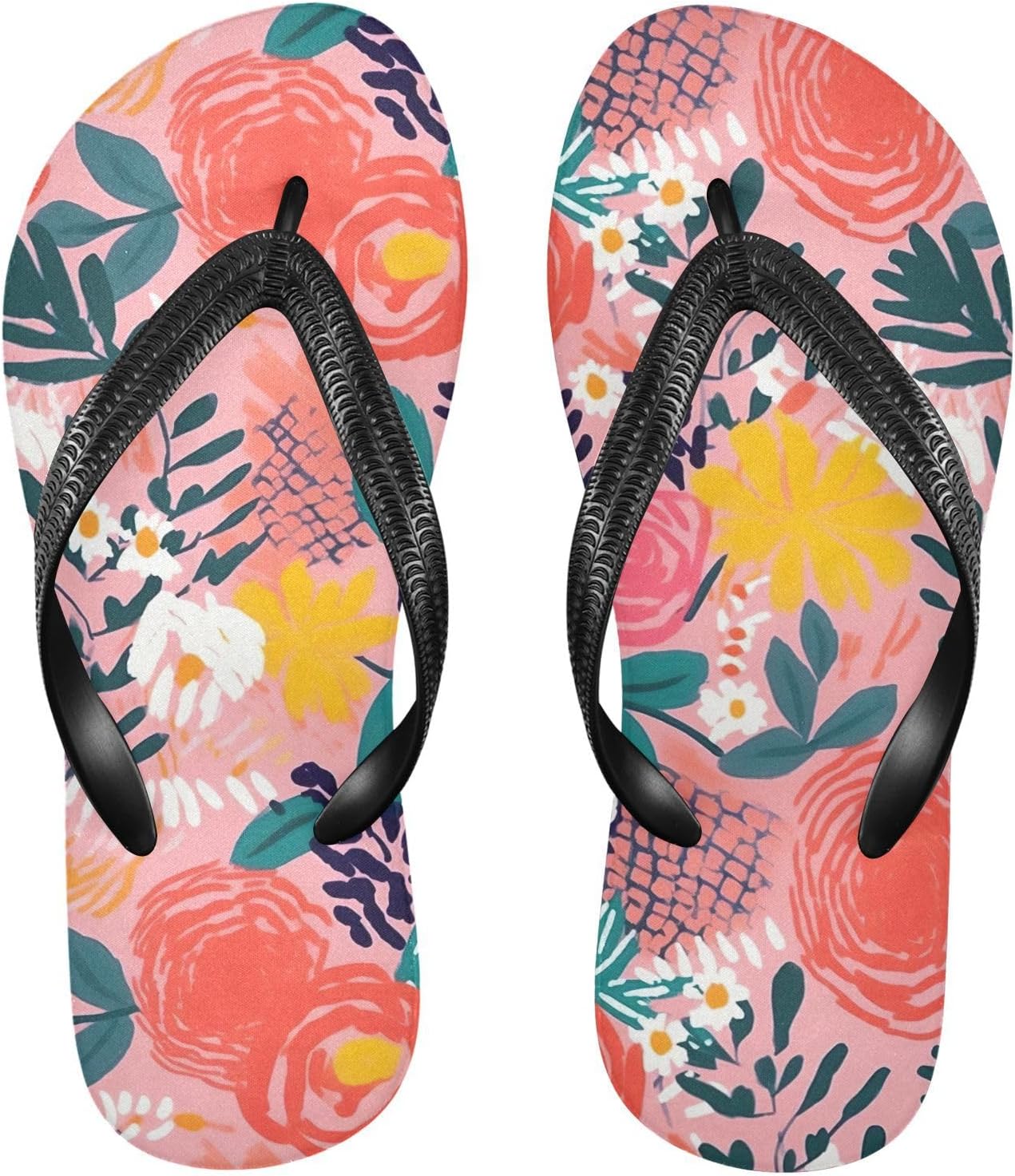 

Женские и мужские пляжные шлепанцы с розовым цветочным принтом, резиновые противоскользящие летние тапочки для душа и прогулок Sinestour