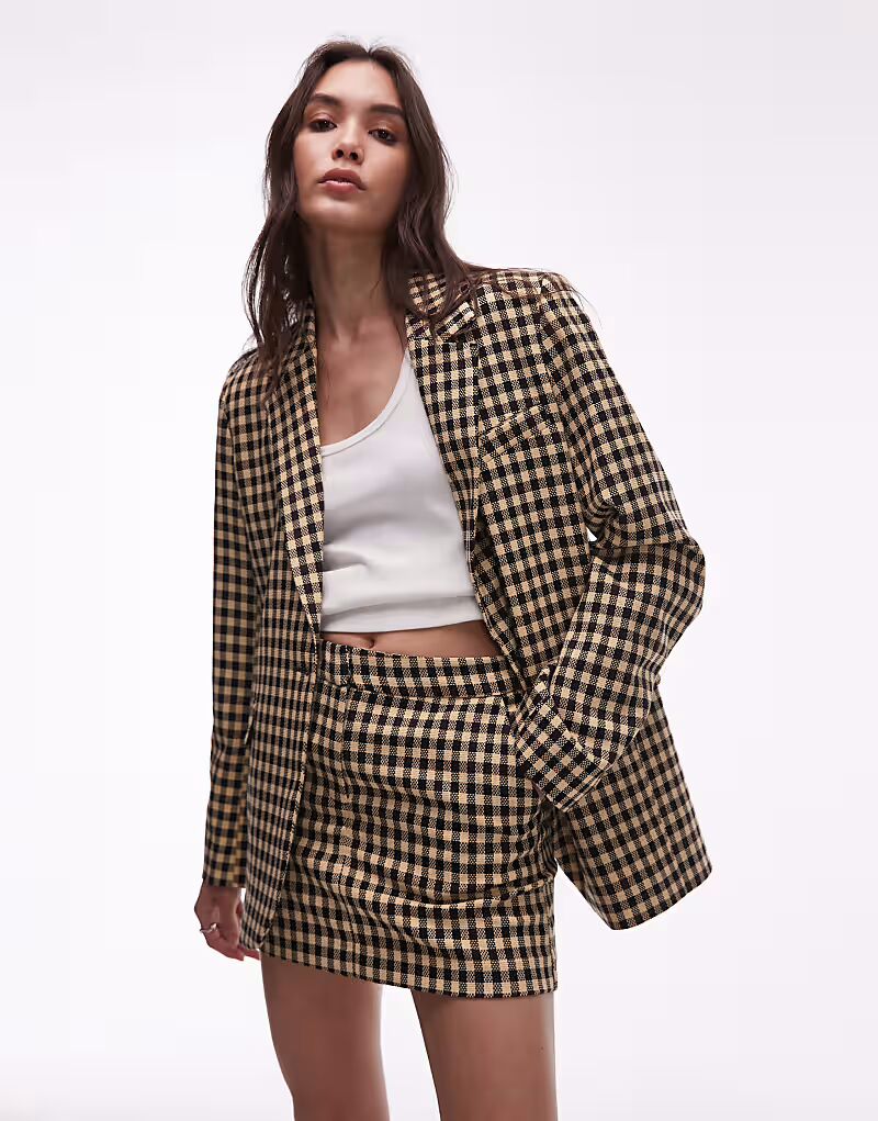 

Юбка-ламбрекен в смелую клетку Topshop цвета пахты
