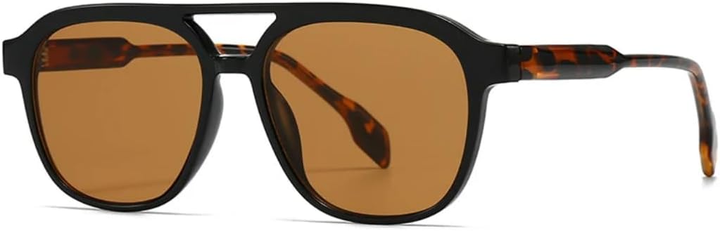 

Солнцезащитные очки с двойной перемычкой для женщин и мужчин, роскошные, в стиле ретро, ​​с градиентным покрытием, защита от УФ-излучения UV400 TVTBBVV, Black Leopard Tea