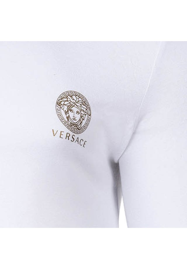 Футболка - майка с v-образным вырезом эластичный хлопок Versace, белый — фото 3