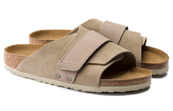 Тапочки kyoto nubuck-suede leather sandals 'taupe' Birkenstock, бежевый — фото 3