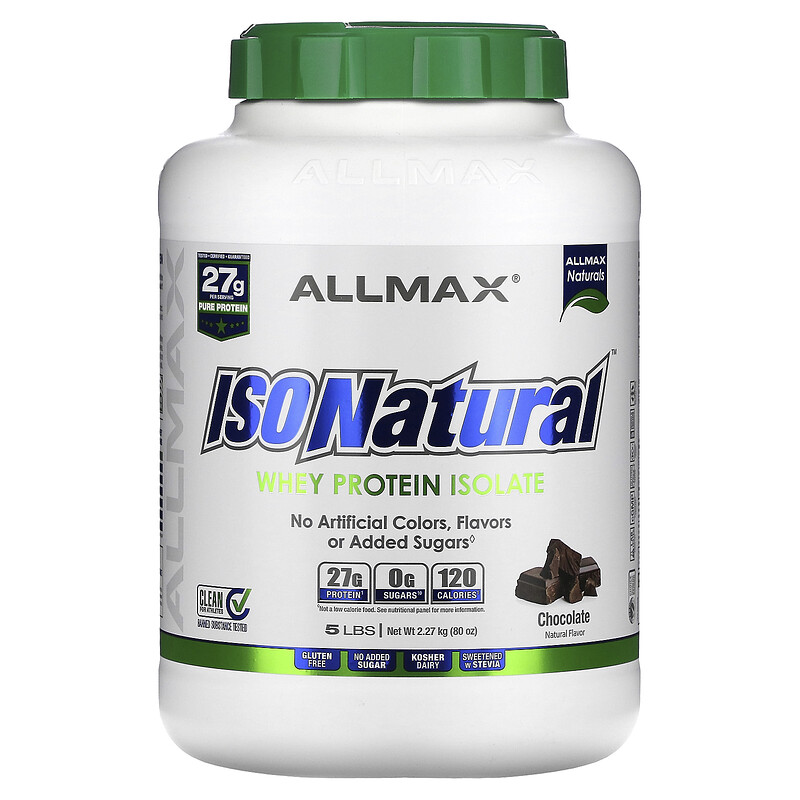 

ALLMAX, IsoNatural, изолят сывороточного протеина, со вкусом шоколада, 2,27 кг (5 фунтов)