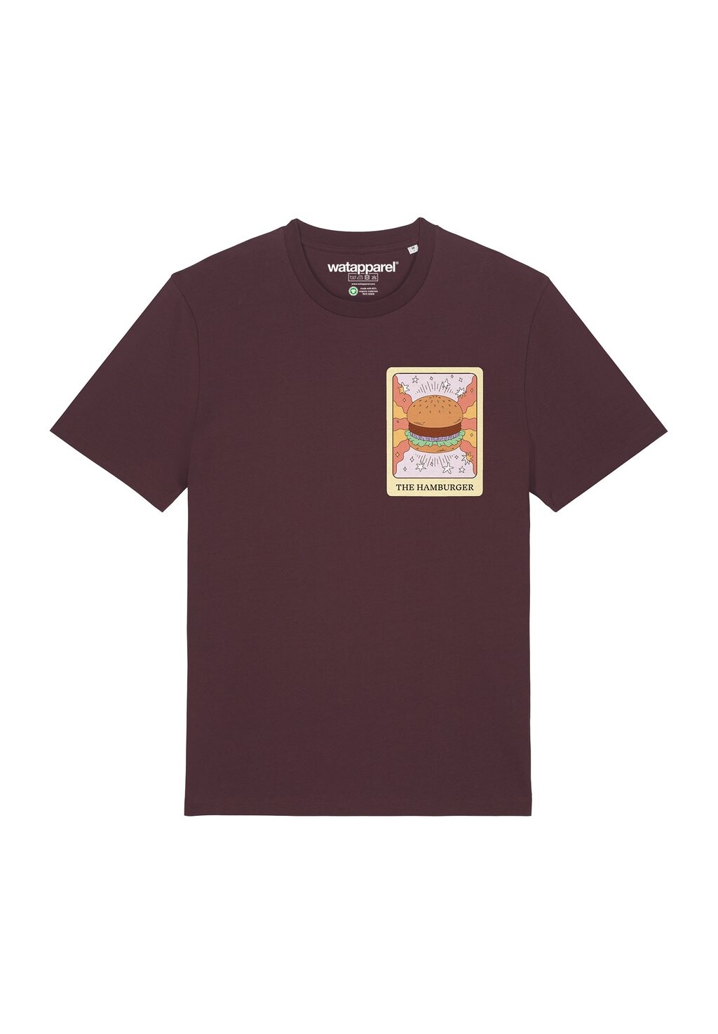 

Футболка с принтом TAROT THE HAMBURGER watapparel, темно-красный