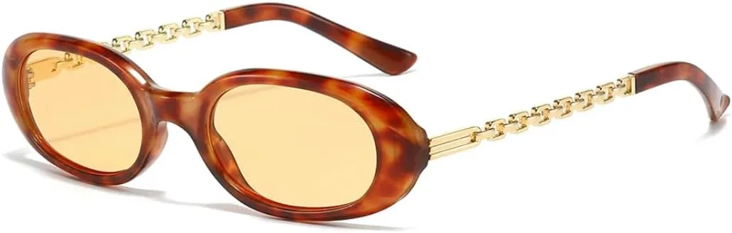 

Ретро-солнцезащитные очки с леопардовым принтом, маленькая оправа, овальная форма, для женщин и мужчин, защита от УФ-излучения UV400 TOIPASTN, Leopard Champagne