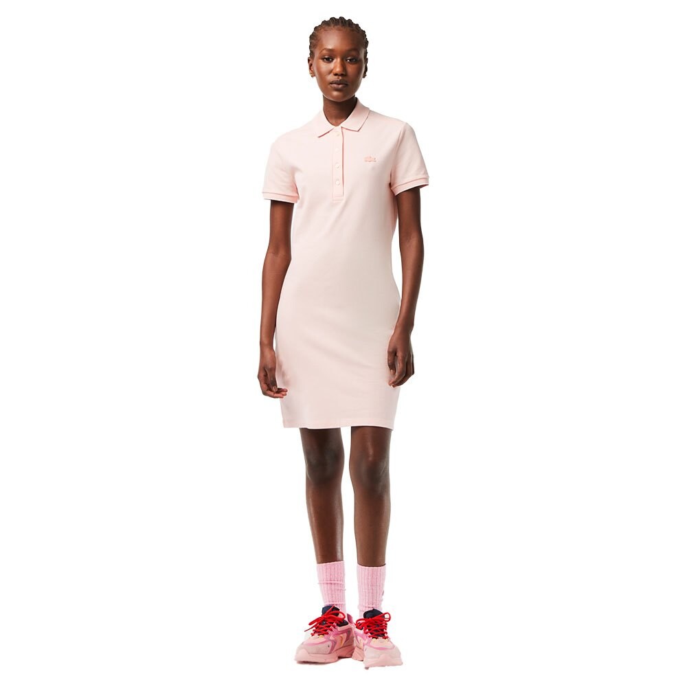 

Короткое платье Lacoste Stretch Cotton Pique, розовый