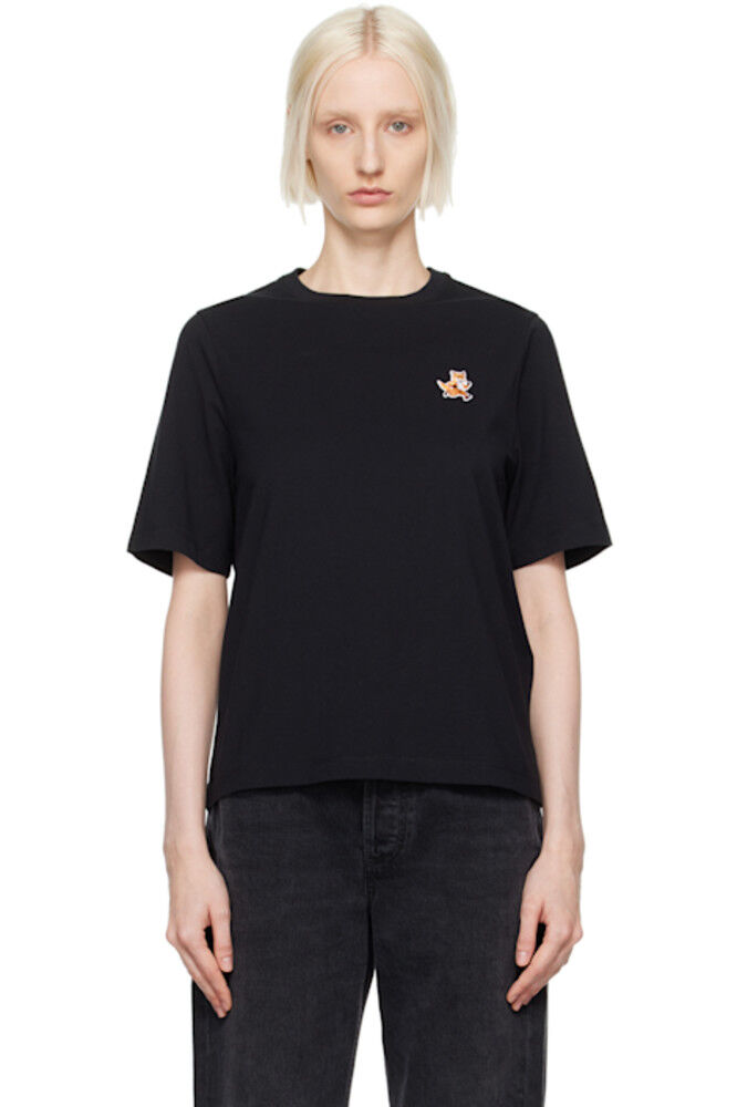 

Черная футболка с нашивкой Speedy Fox Comfort Maison Kitsuné