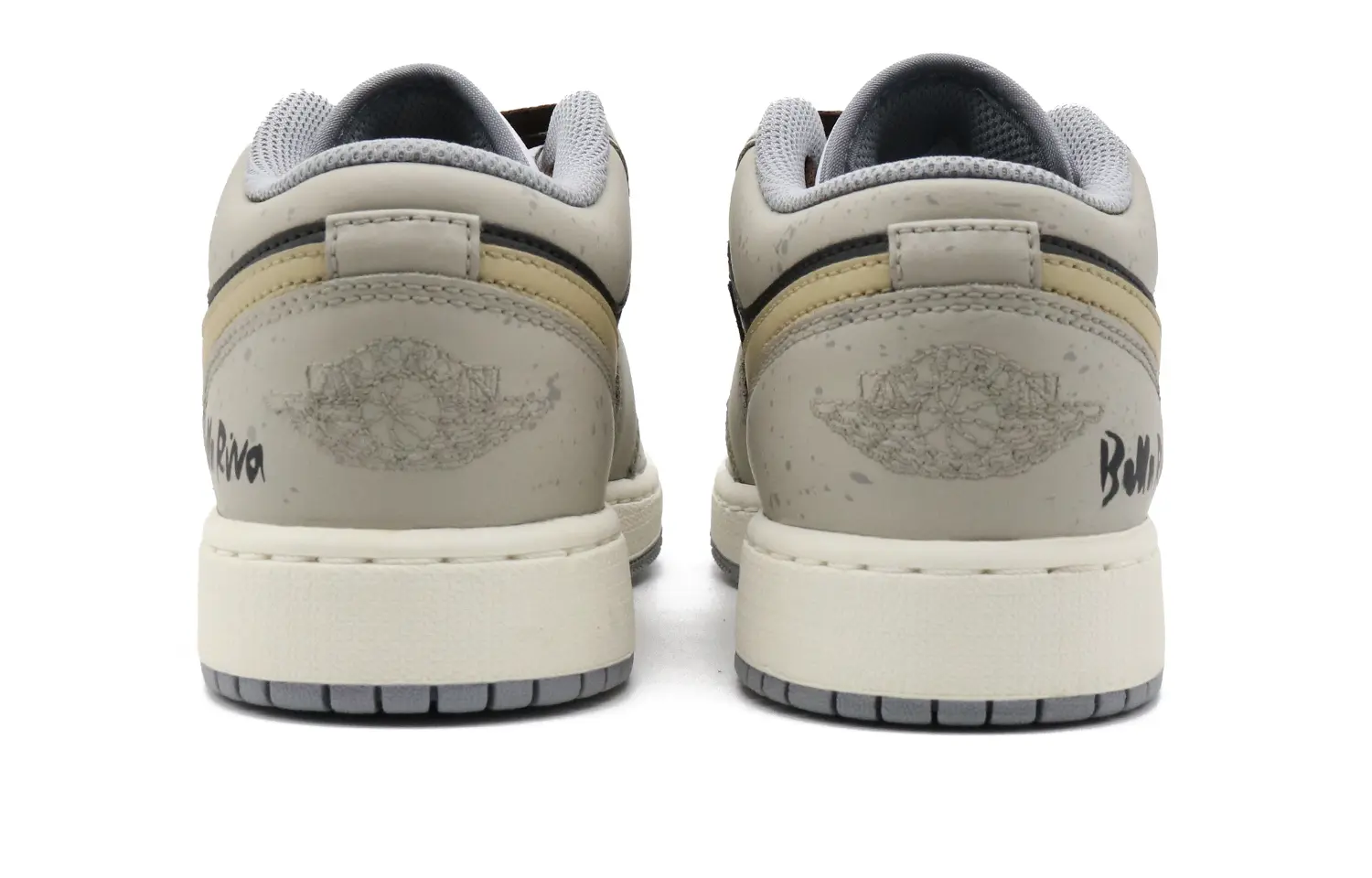 Кроссовки Air Jordan 1 Vintage Basketball Shoes Men Low-top Gray/Yellow, хаки — фото 3