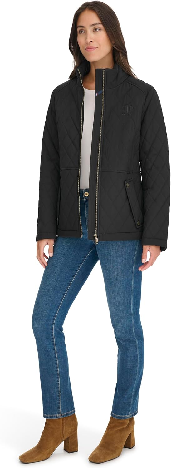 Женская стеганая куртка Tommy Hilfiger с латунной фурнитурой в стиле амбар, Black — фото 2