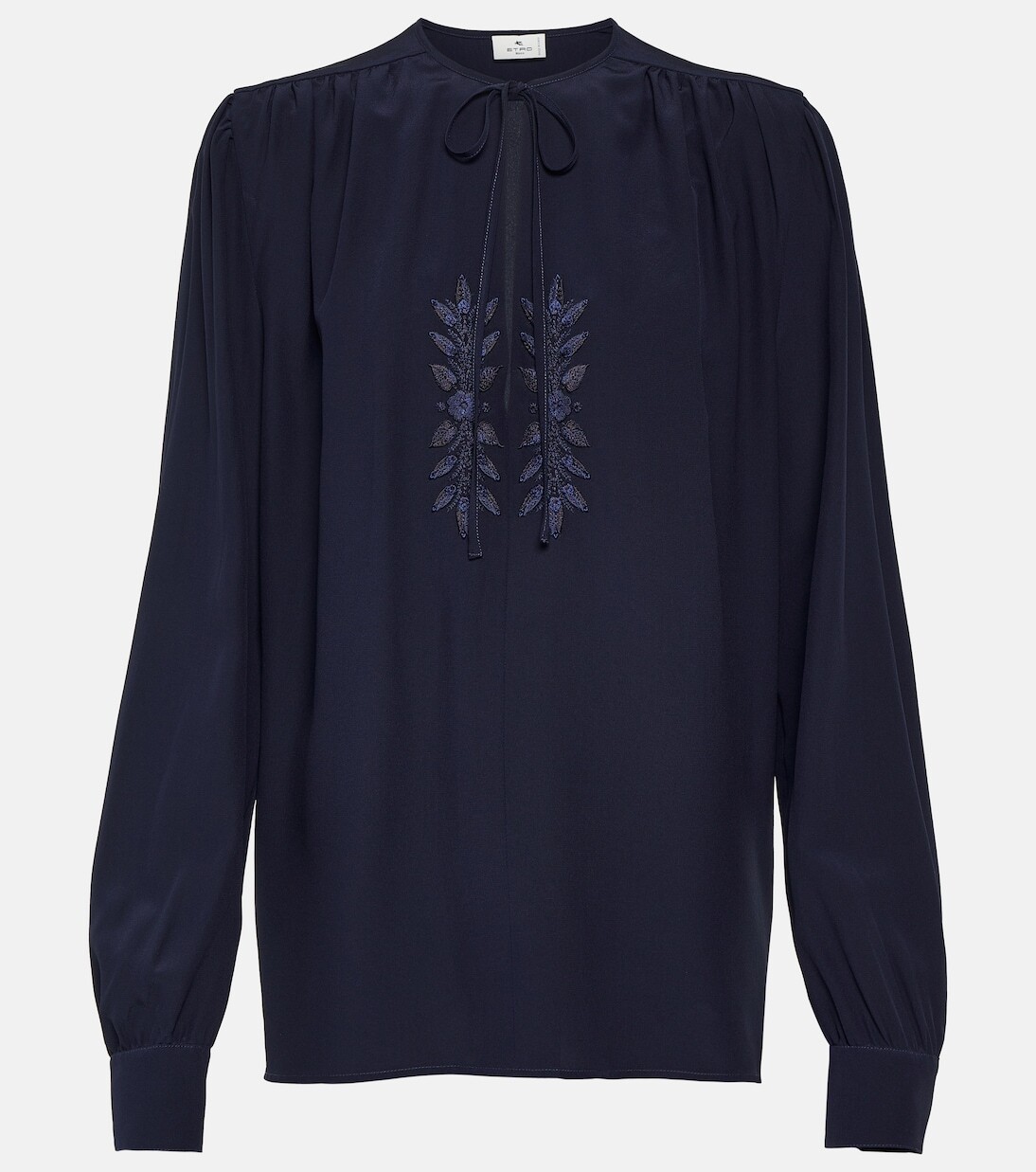 

Вышитая шелковая блузка Etro, синий