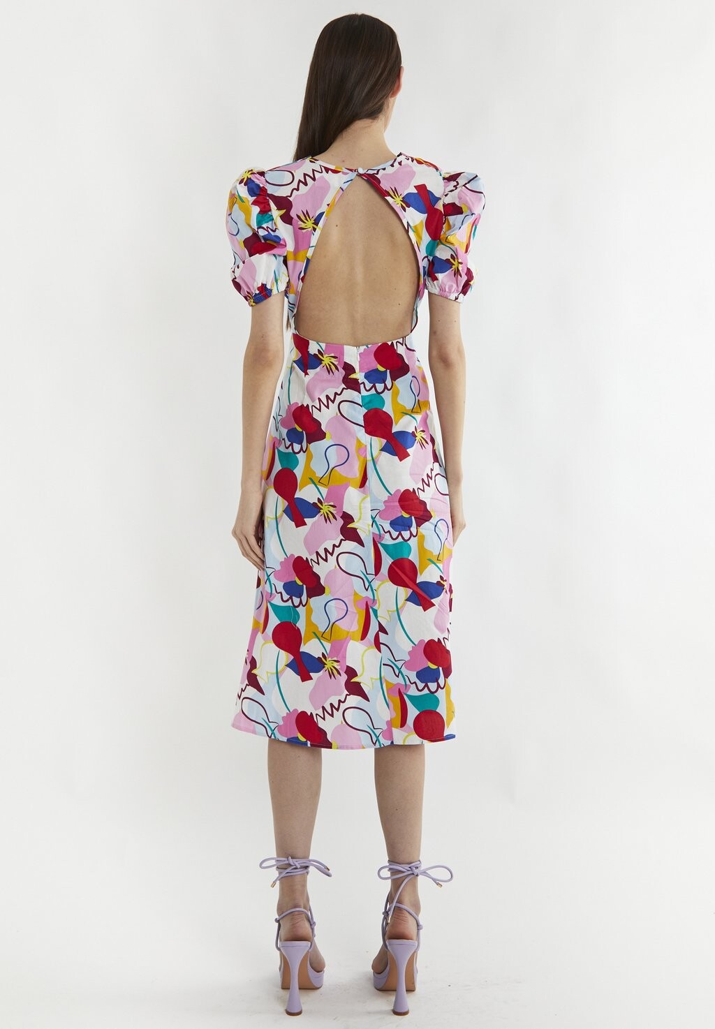 

Летнее платье Care Print Puff Shoulder Midi Glamorous, мультиколор