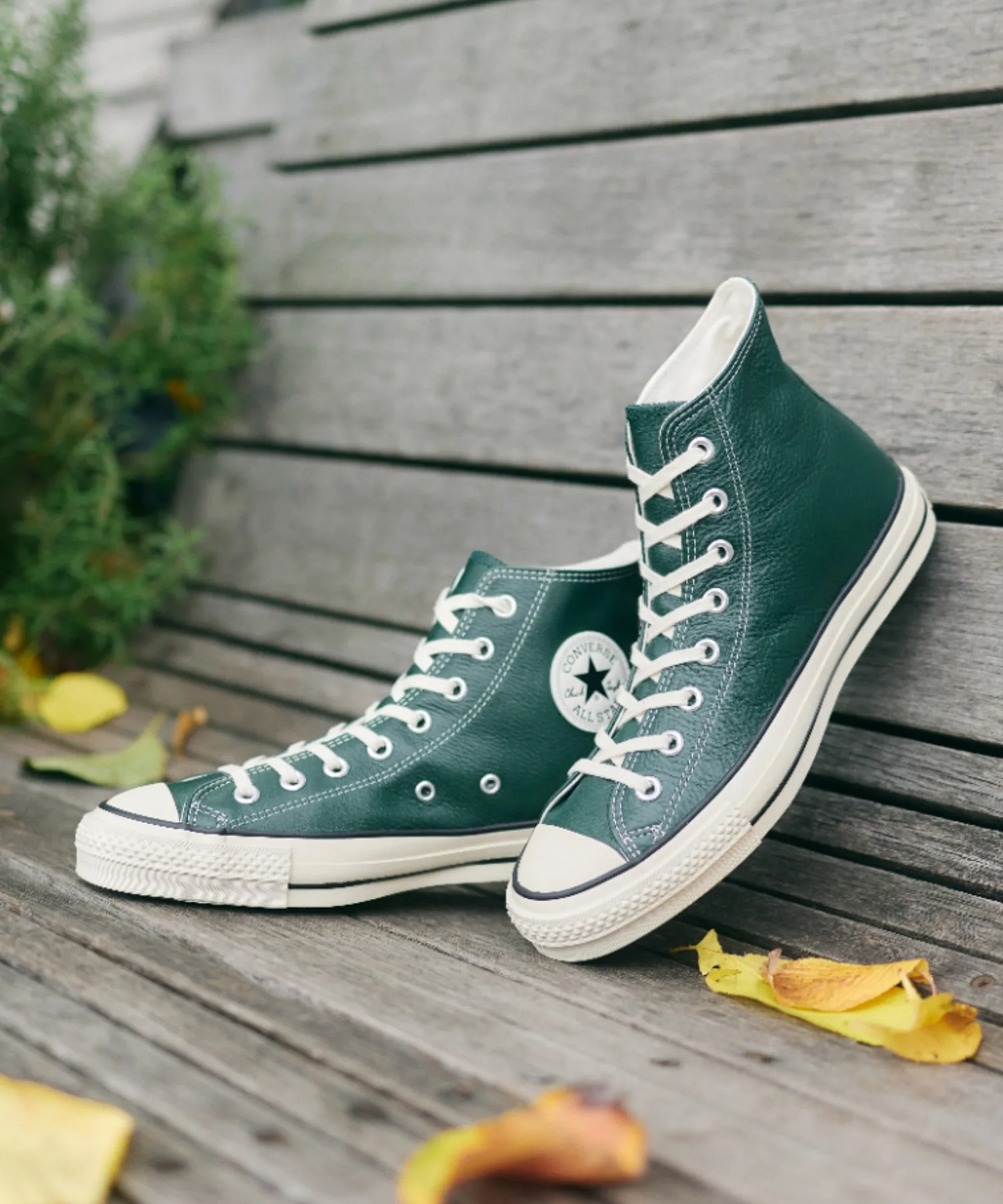 Унисекс кожаные высокие кеды All Star J HI CONVERSE зелёные