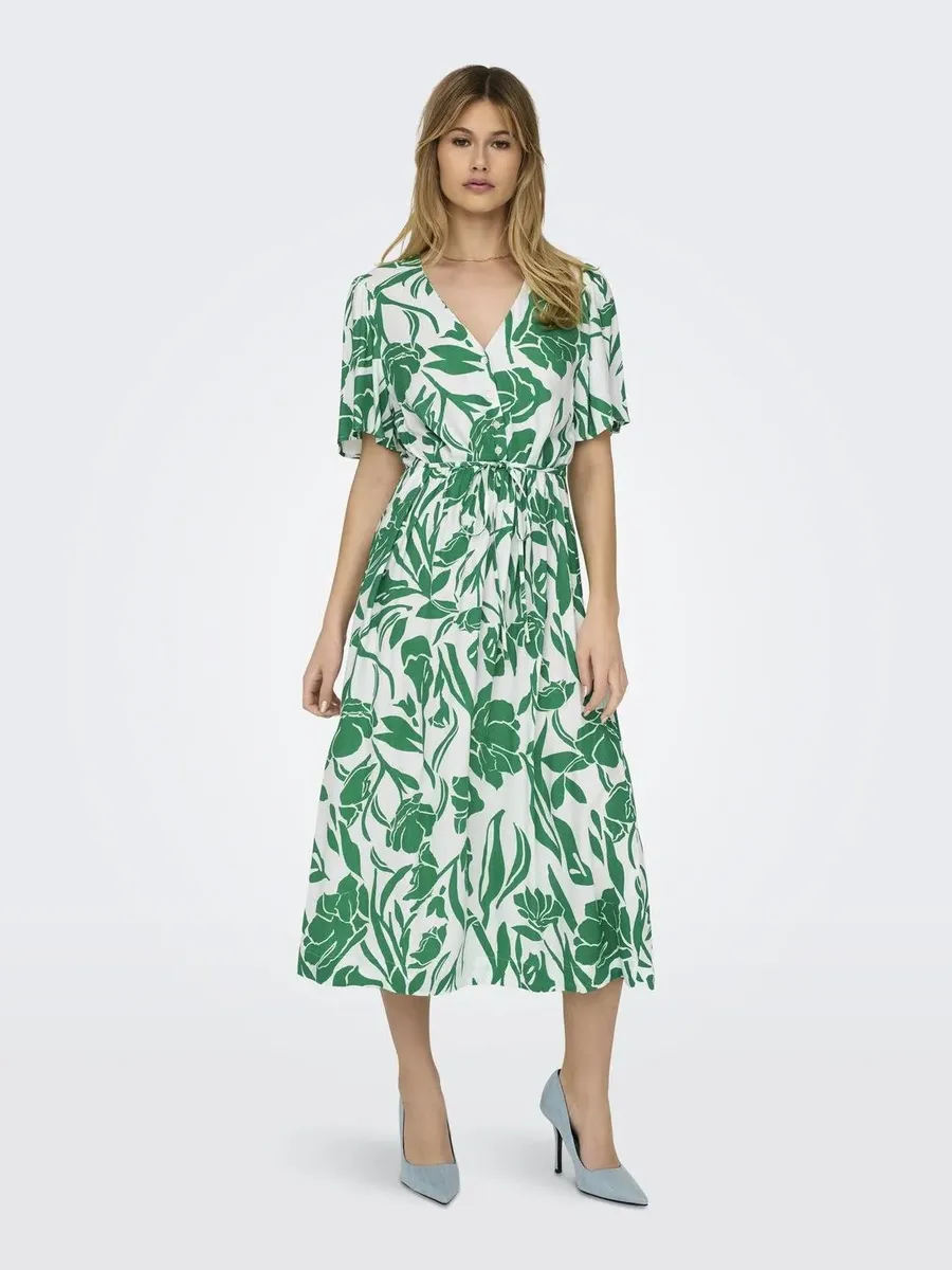 

Only летнее платье "ONLHALIA S/S MIDI DRESS WVN NOOS", цвет Cloud Dancer Aop:Mathilde Big Flower