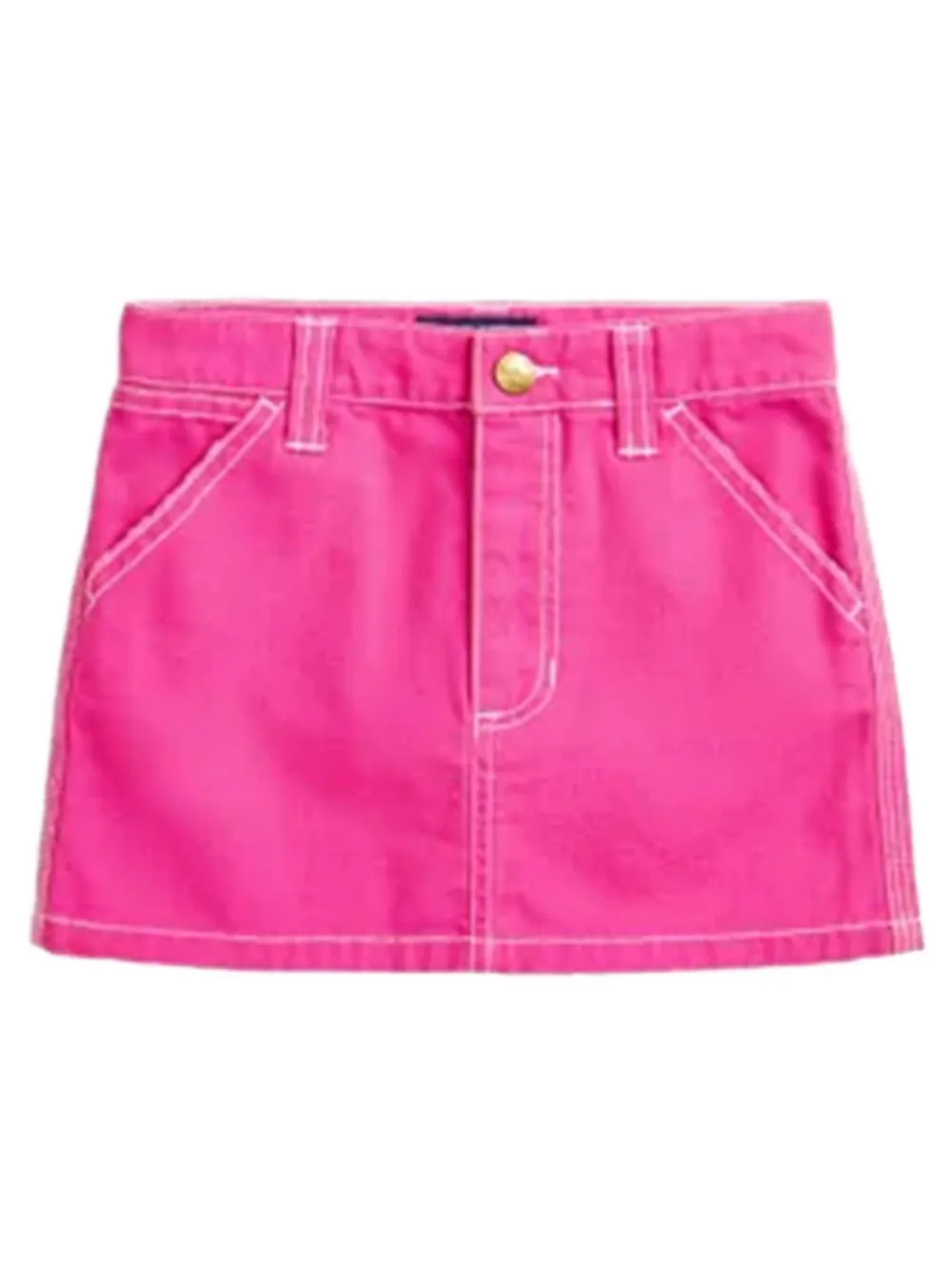 Джинсовая юбка с контрастной строчкой Polo Ralph Lauren Kids, розовый — фото 2