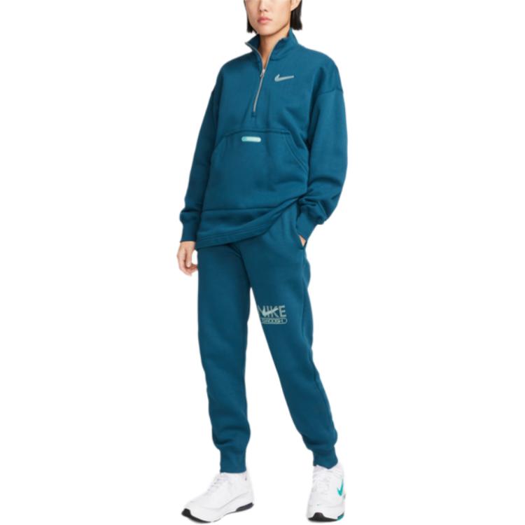 Спортивные штаны Swoosh Casual женские льняные синие/мятно-зеленые Nike, фиолетово-синие/мятно-зеленые — фото 4