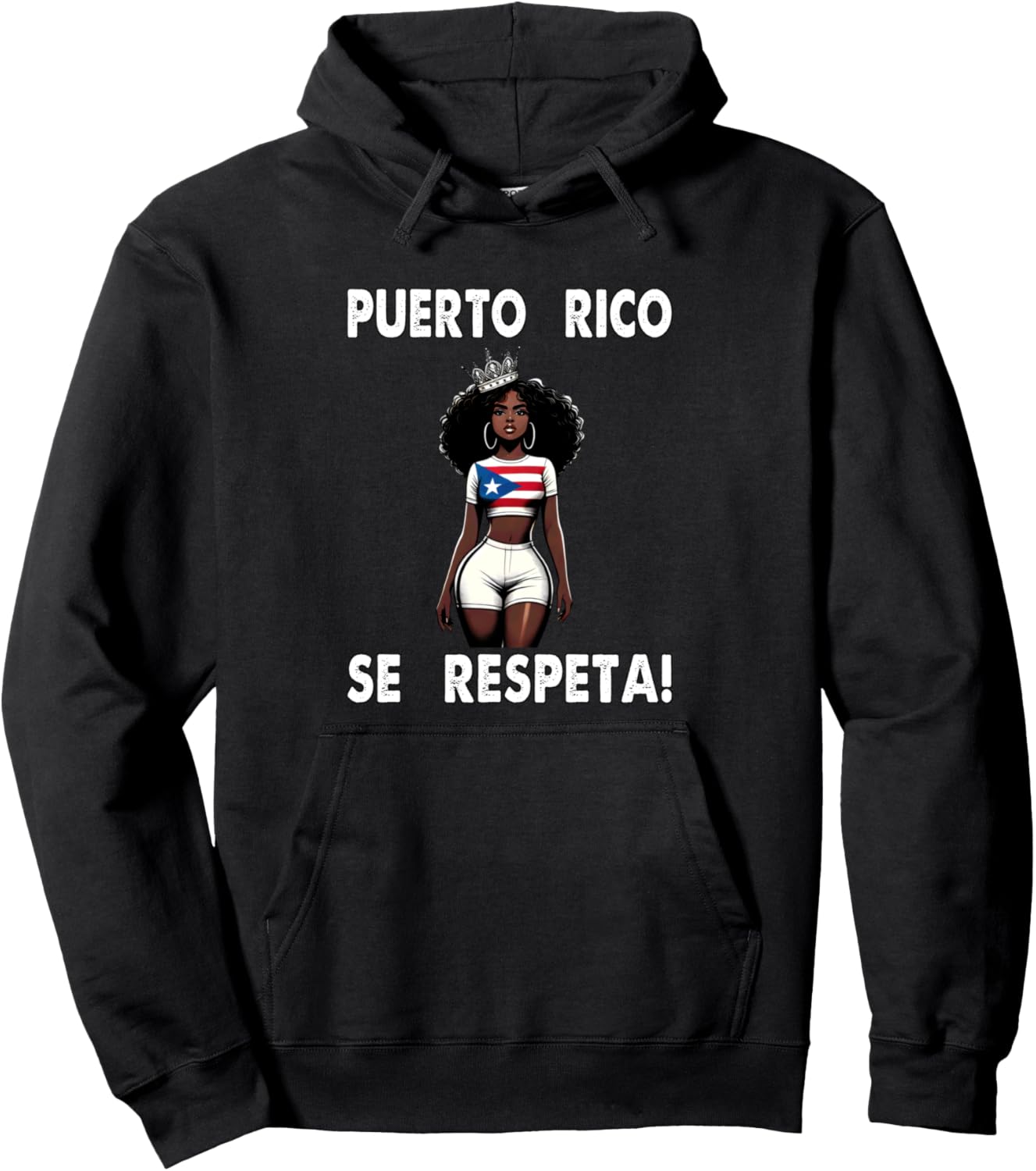

Толстовка с капюшоном с флагом Puerto Rico Se Respeta Afro Boricua Queen PR Puerto Rico Se Respeta Collection, More Here, черный