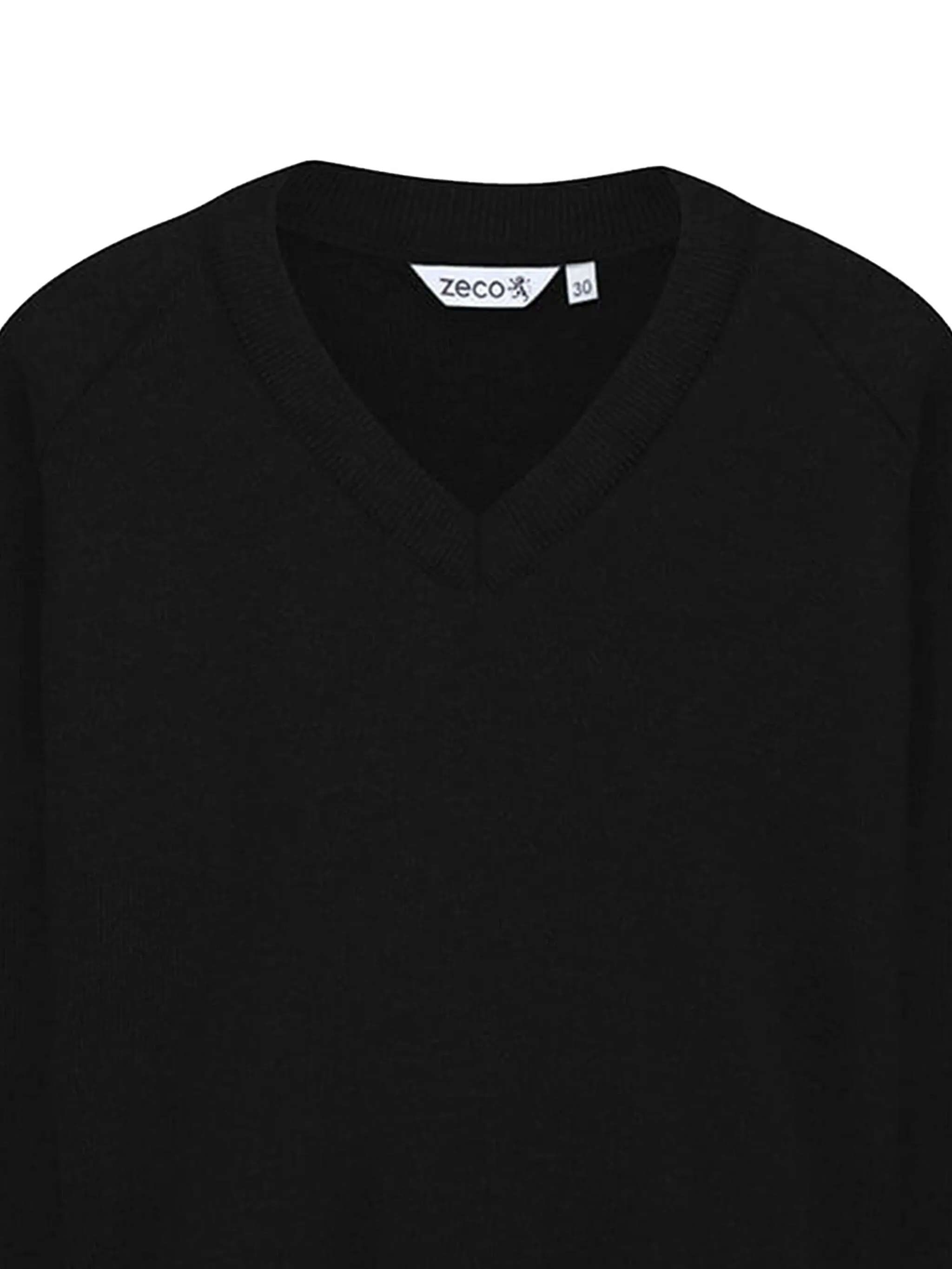 Свитер с V-образным вырезом и рукавами реглан Zeco Schoolwear Kids, черный — фото 3