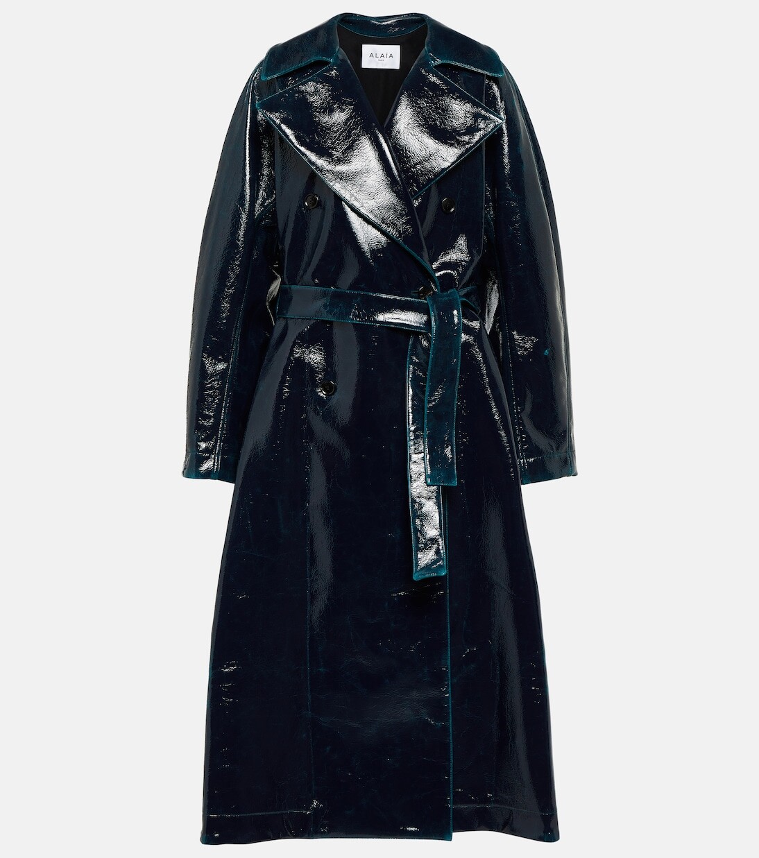 

Тренч из шерсти с покрытием Alaïa, синий