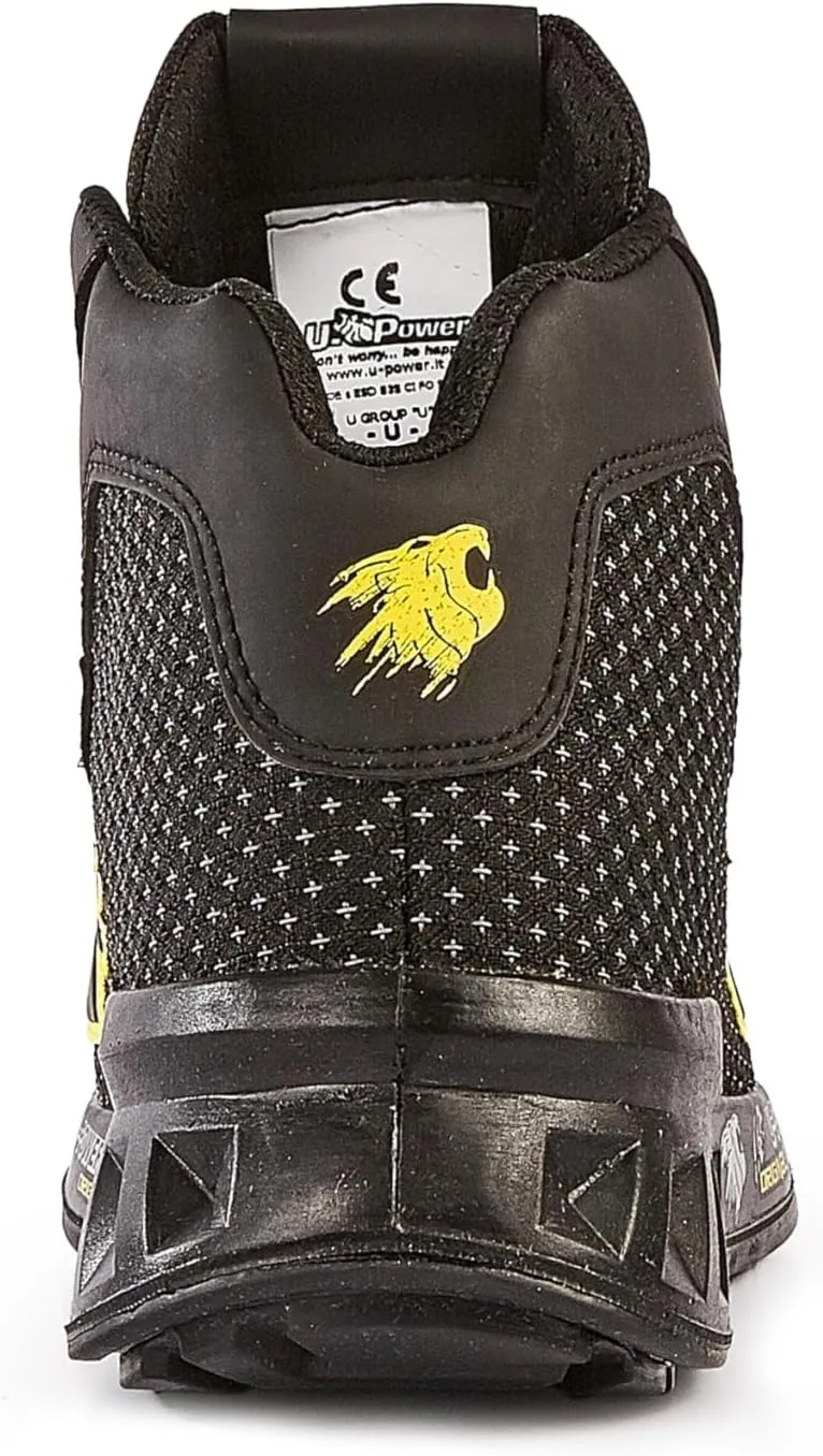 Мужские кроссовки U Power Scarpe Antinfortunistiche Da Lavoro,Scarpa Bassa,мод.Joe S ESD S3s Ci Fo Sr,puntale Antiperforazione No MetalFire Protection Shoes, черный/желтый — фото 3