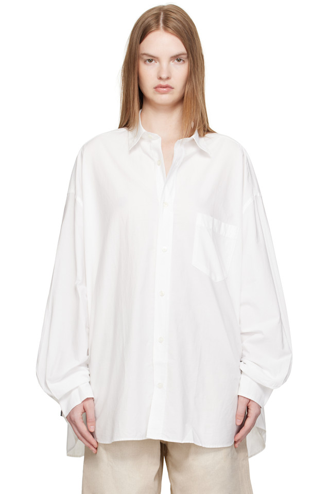 

Acne Studios Белая рубашка из поплина с логотипом и кромкой