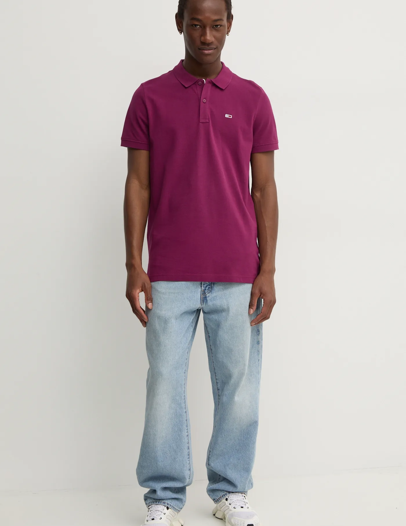 

Хлопковая рубашка-поло Tommy Jeans, фиолетовый